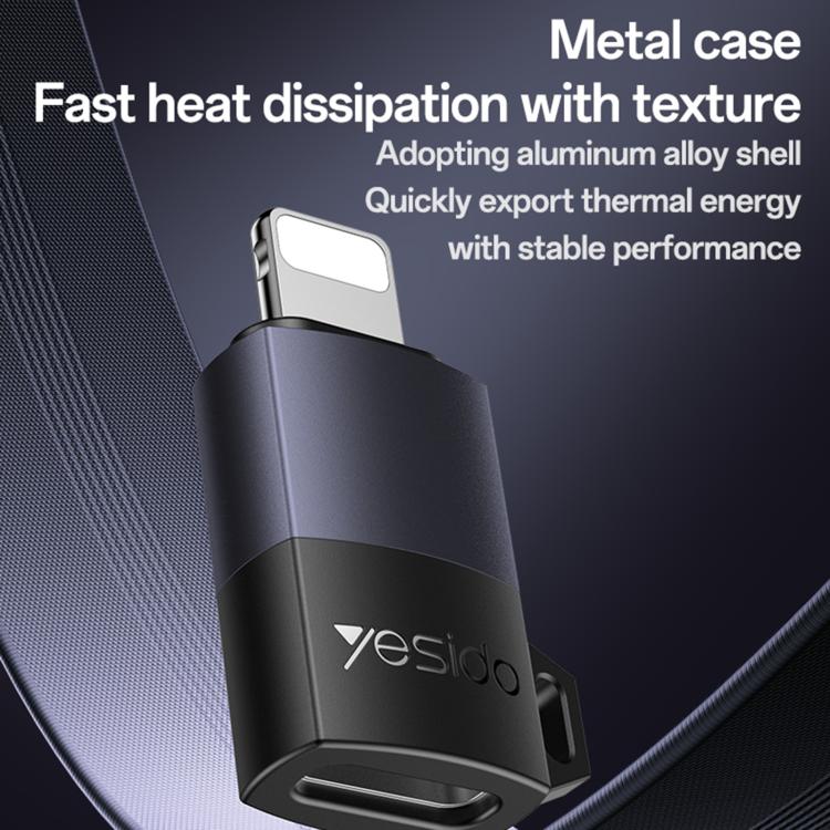 Yesido GS27 Type-C Female to 8 Pin Male Charging Adapter - Black