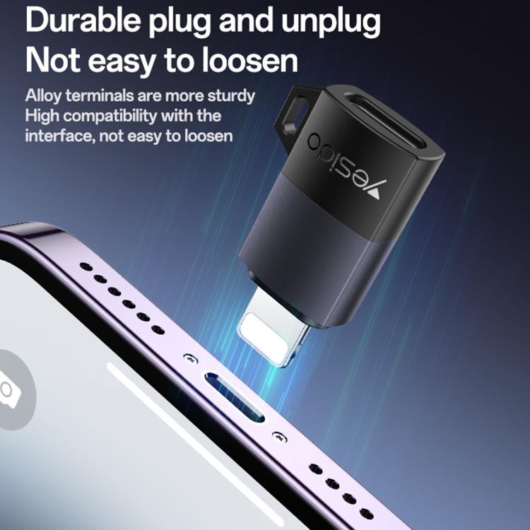 Yesido GS27 Type-C Female to 8 Pin Male Charging Adapter - Black