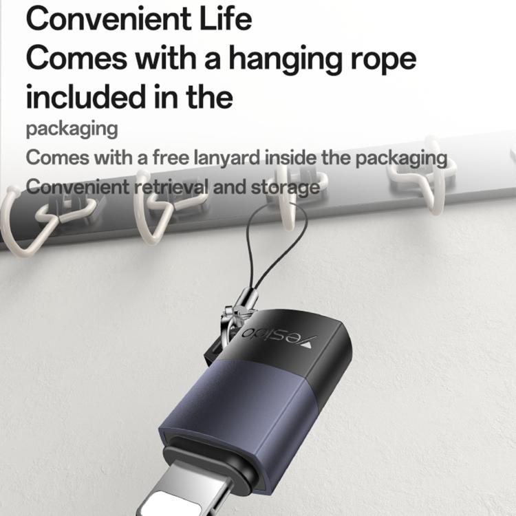 Yesido GS27 Type-C Female to 8 Pin Male Charging Adapter - Black