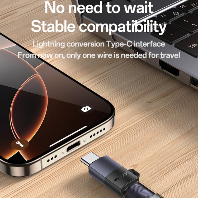 Yesido GS28 8 Pin Female to Type-C Male 60W Charging Adapter - Black