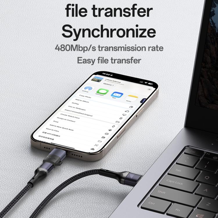 Yesido GS28 8 Pin Female to Type-C Male 60W Charging Adapter - Black