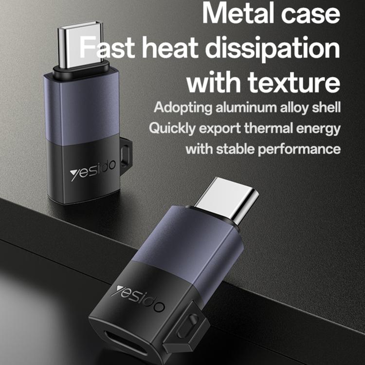 Yesido GS28 8 Pin Female to Type-C Male 60W Charging Adapter - Black