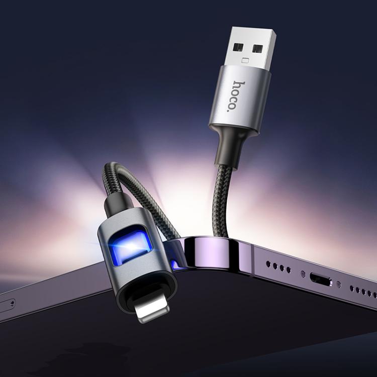 hoco U144 Colorful LED 2.4A USB to 8 Pin Charging Data Cable, Length: 1.2m