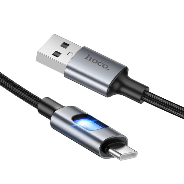 hoco U144 Colorful LED 3A USB to Type-C Charging Data Cable, Length: 1.2m
