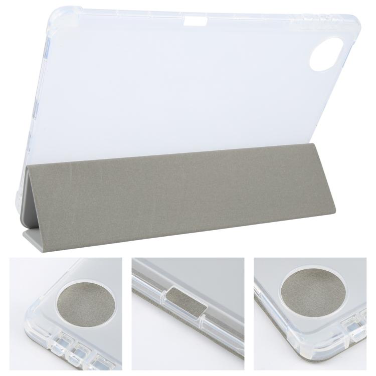 For Honor Pad 10 12.1 3-fold Clear TPU Smart Leather Tablet Case with Pen Slot