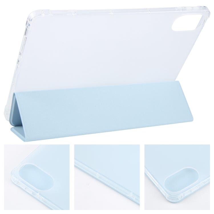 For Xiaomi Redmi Pad 2 3-fold Clear TPU Smart Leather Tablet Case with Pen Slot