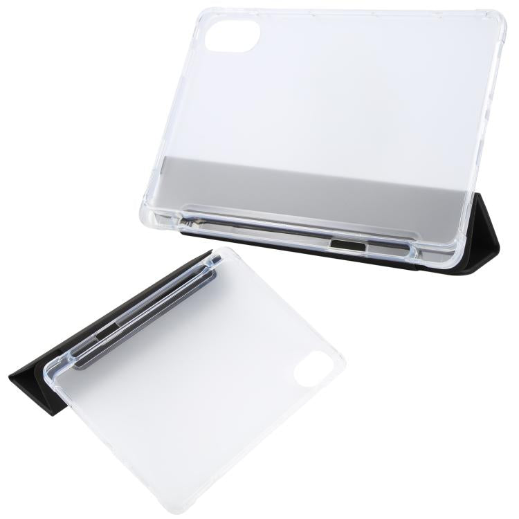 For Xiaomi Redmi Pad 2 3-fold Clear TPU Smart Leather Tablet Case with Pen Slot