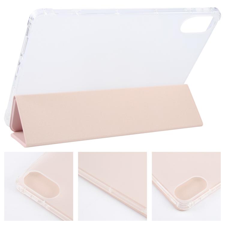 For Xiaomi Redmi Pad 2 3-fold Clear TPU Smart Leather Tablet Case with Pen Slot