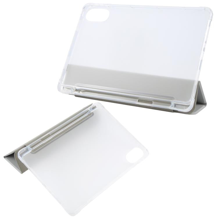 For Xiaomi Redmi Pad 2 3-fold Clear TPU Smart Leather Tablet Case with Pen Slot