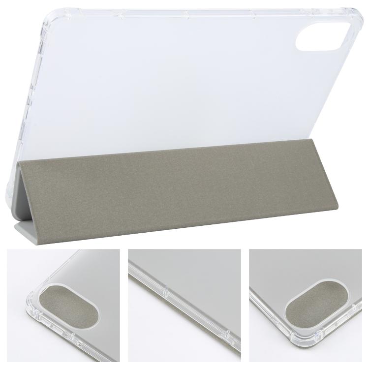 For Xiaomi Redmi Pad 2 3-fold Clear TPU Smart Leather Tablet Case with Pen Slot