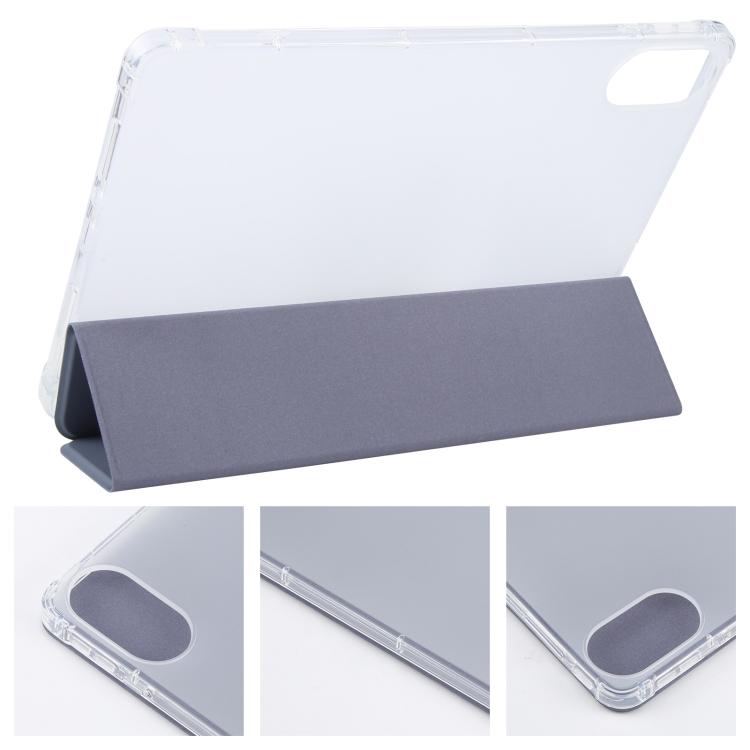 For Xiaomi Redmi Pad 2 3-fold Clear TPU Smart Leather Tablet Case with Pen Slot