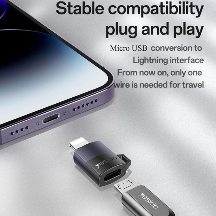 Yesido GS30 Micro USB Female to 8 Pin Male 12W Charging Adapter - Black