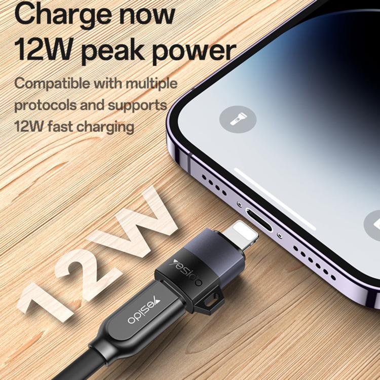 Yesido GS30 Micro USB Female to 8 Pin Male 12W Charging Adapter - Black