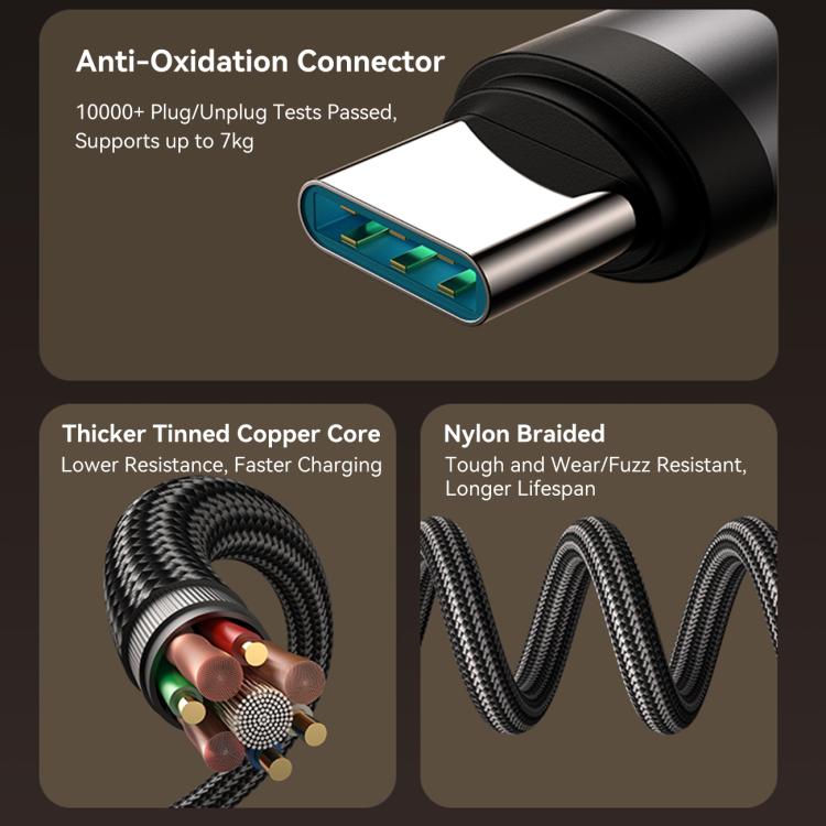 JOYROOM S-A56 EnjoyX Series 60W Type-C to Type-C 90 Degree Fast Charging Data Cable, Length:1.2m - Black