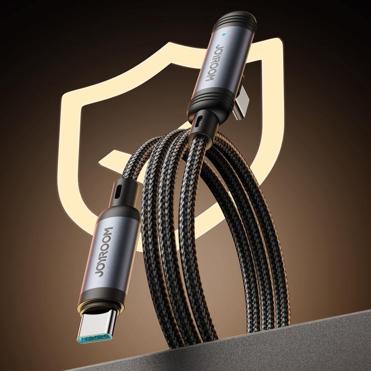 JOYROOM S-A56 EnjoyX Series 60W Type-C to Type-C 90 Degree Fast Charging Data Cable, Length:1.2m - Black