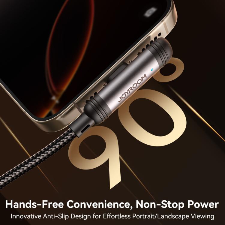 JOYROOM S-A56 EnjoyX Series 30W Type-C to 8 Pin 90 Degree Fast Charging Data Cable, Length:1.2m - Black