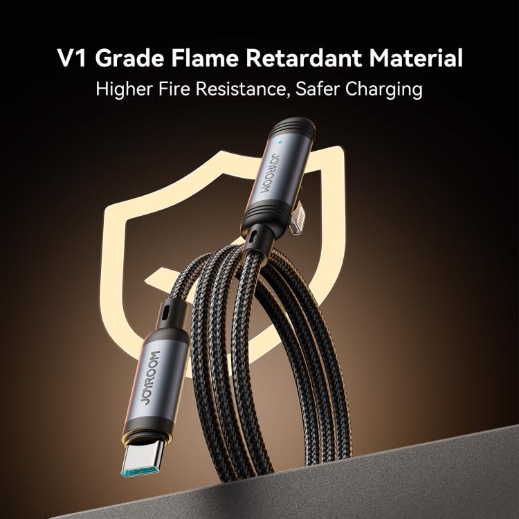 JOYROOM S-A56 EnjoyX Series 30W Type-C to 8 Pin 90 Degree Fast Charging Data Cable, Length:1.2m - Black