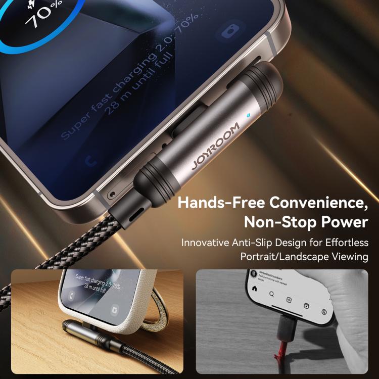 JOYROOM S-A56 EnjoyX Series 3A USB to Type-C 90 Degree Fast Charging Data Cable, Length:1.2m - Black