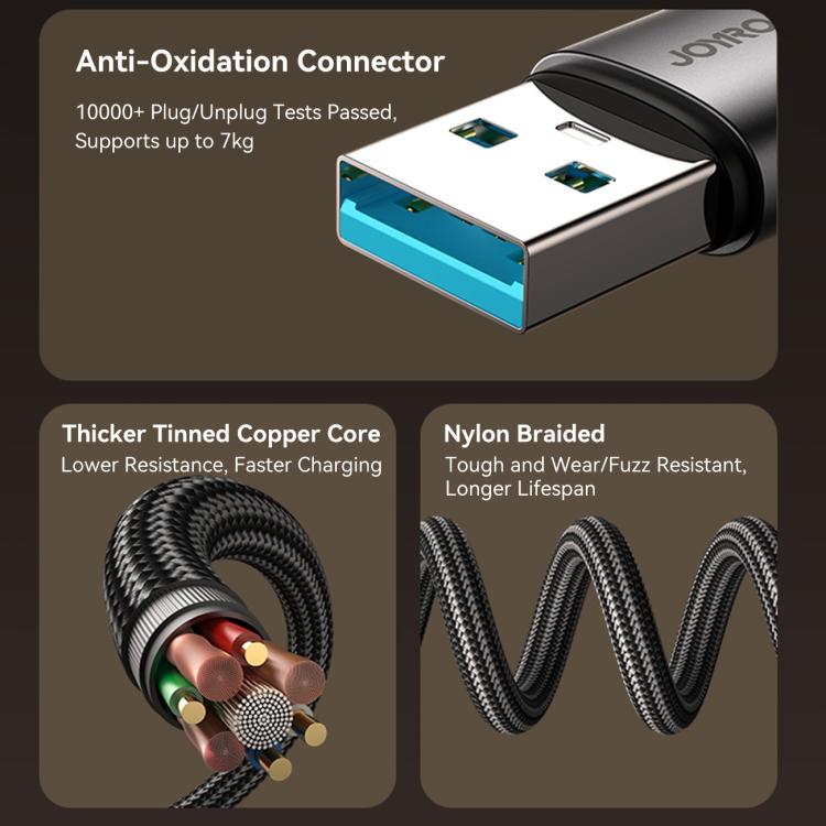 JOYROOM S-A56 EnjoyX Series 3A USB to Type-C 90 Degree Fast Charging Data Cable, Length:1.2m - Black