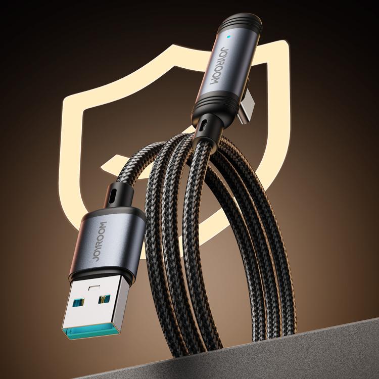 JOYROOM S-A56 EnjoyX Series 3A USB to Type-C 90 Degree Fast Charging Data Cable, Length:1.2m - Black