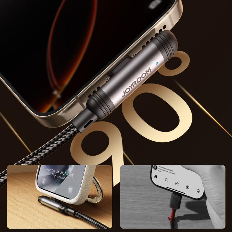 JOYROOM S-A56 EnjoyX Series 3A USB to 8 Pin 90 Degree Fast Charging Data Cable, Length:1.2m - Black