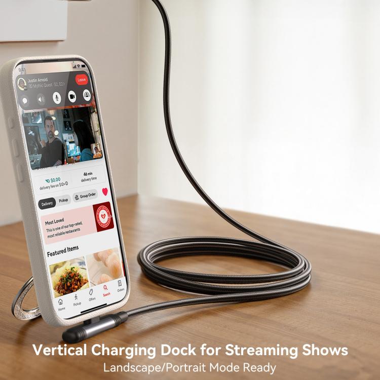 JOYROOM S-A56 EnjoyX Series 3A USB to 8 Pin 90 Degree Fast Charging Data Cable, Length:1.2m - Black