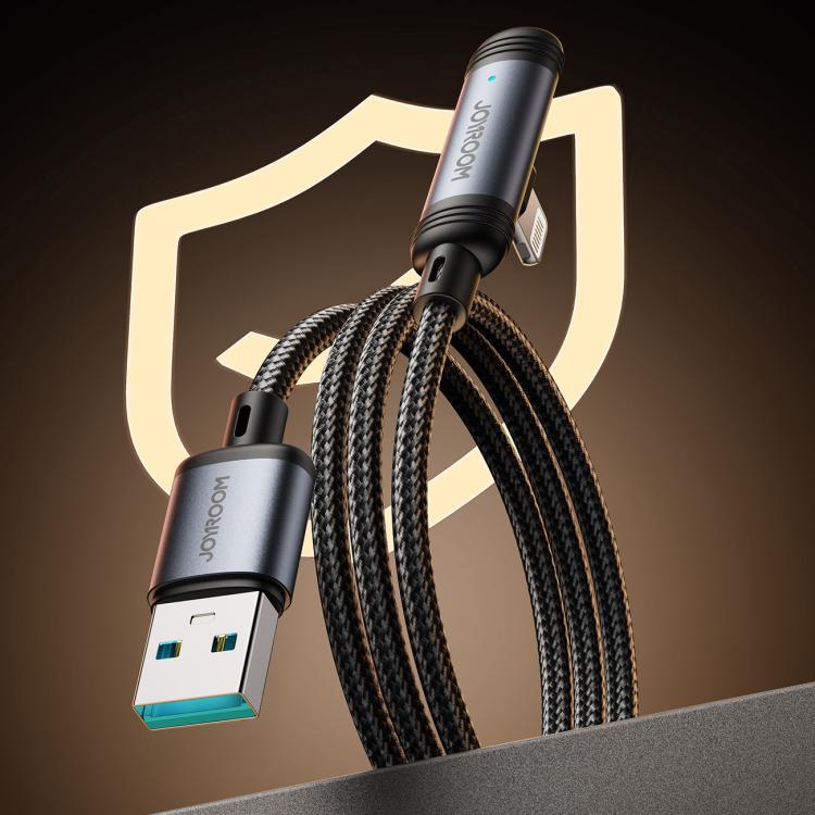 JOYROOM S-A56 EnjoyX Series 3A USB to 8 Pin 90 Degree Fast Charging Data Cable, Length:1.2m - Black