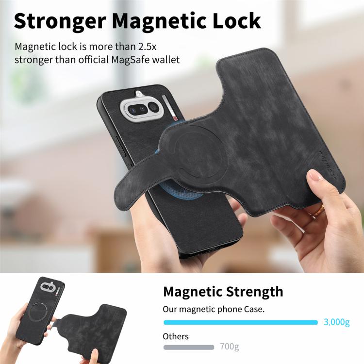 For Nothing Phone 4a CaseNeo MagSafe RFID Anti-theft Retro Leather Phone Case