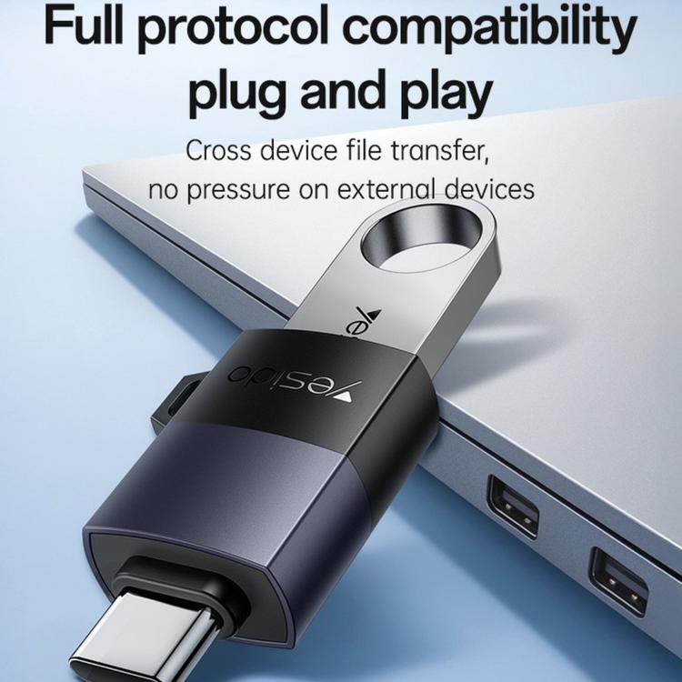 Yesido GS31 USB 3.0 Female to Type-C Male 18W Charging Adapter - Black