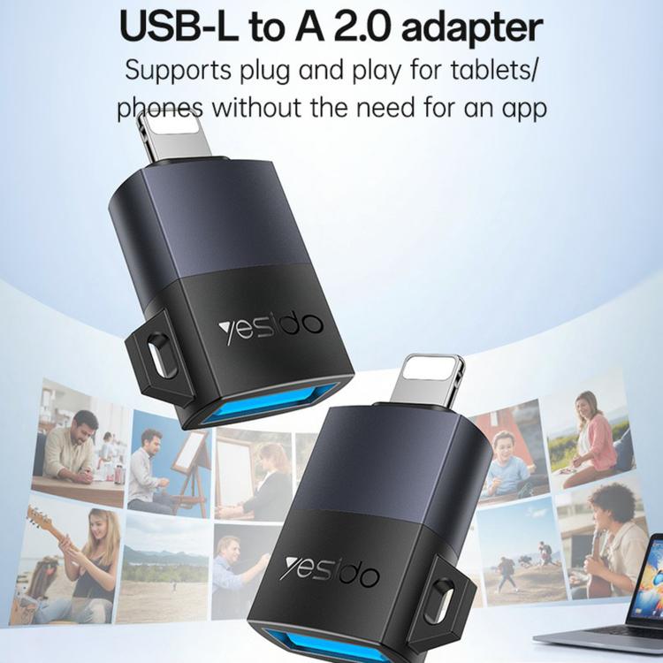 Yesido GS32 USB 2.0 Female to 8 Pin Male 480Mbps Charging Adapter - Black