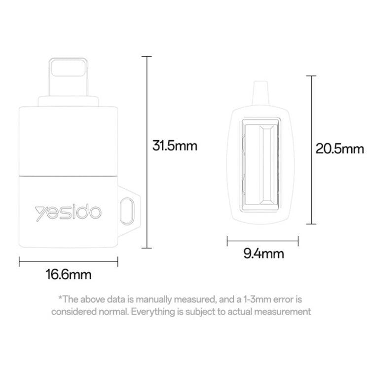 Yesido GS32 USB 2.0 Female to 8 Pin Male 480Mbps Charging Adapter - Black