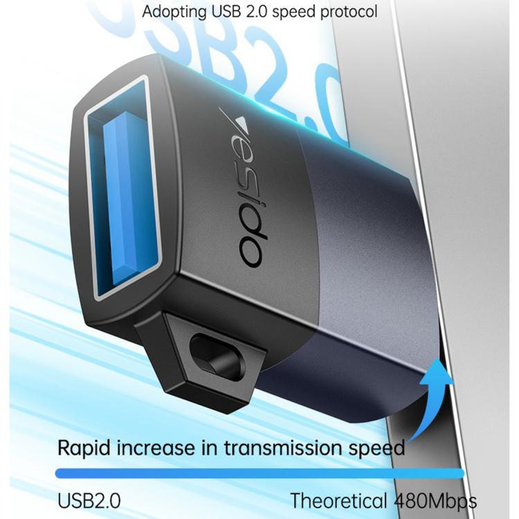 Yesido GS32 USB 2.0 Female to 8 Pin Male 480Mbps Charging Adapter - Black