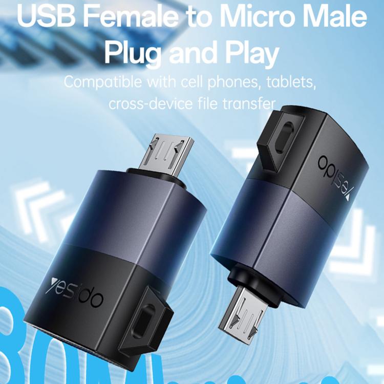 Yesido GS33 USB 2.0 Female to Micro USB Male 480Mbps Charging Adapter - Black
