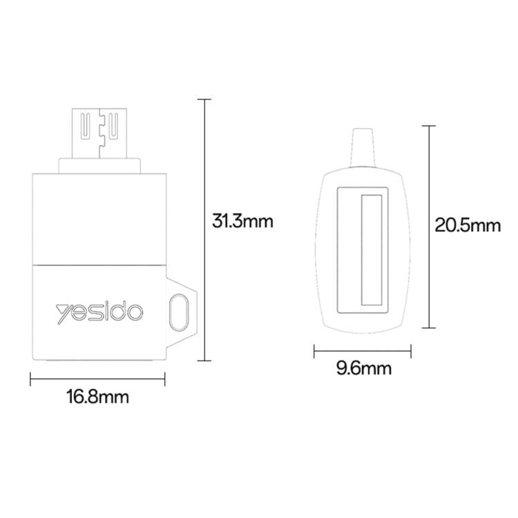 Yesido GS33 USB 2.0 Female to Micro USB Male 480Mbps Charging Adapter - Black
