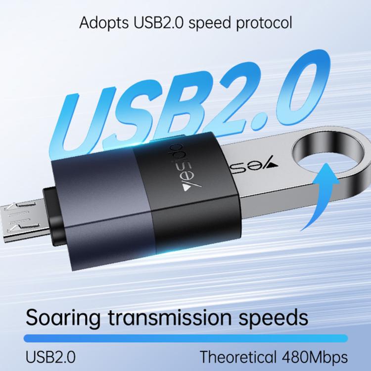 Yesido GS33 USB 2.0 Female to Micro USB Male 480Mbps Charging Adapter - Black