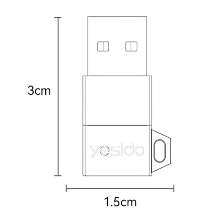 Yesido GS34 Type-C Female to USB 2.0 Male 480Mbps Charging Adapter - Black
