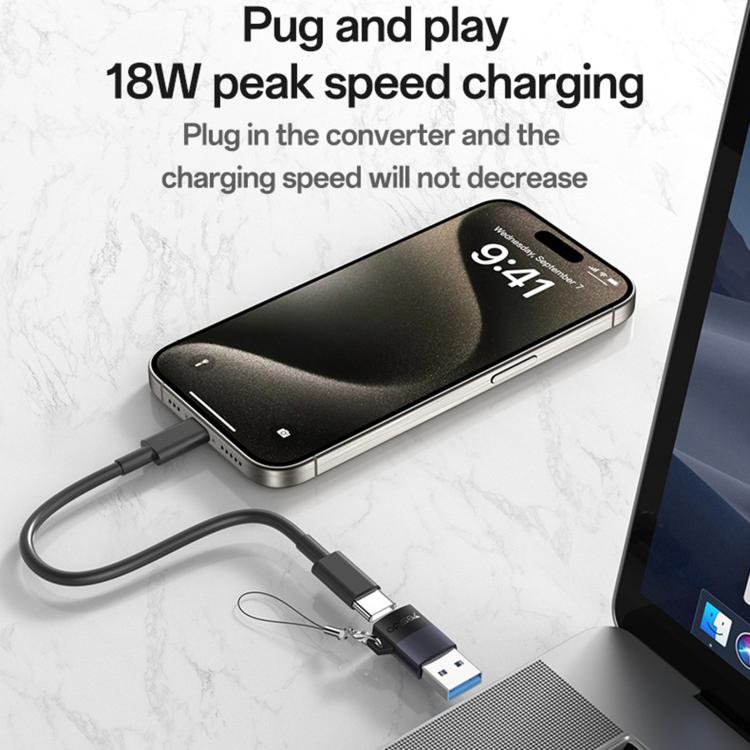 Yesido GS34 Type-C Female to USB 2.0 Male 480Mbps Charging Adapter - Black
