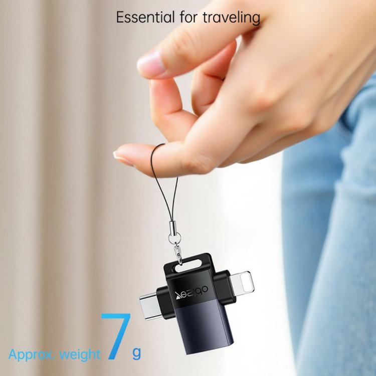 Yesido GS35 2 in 1 USB 3.0 Female to Type-C/8 Pin Male Charging Adapter - Black