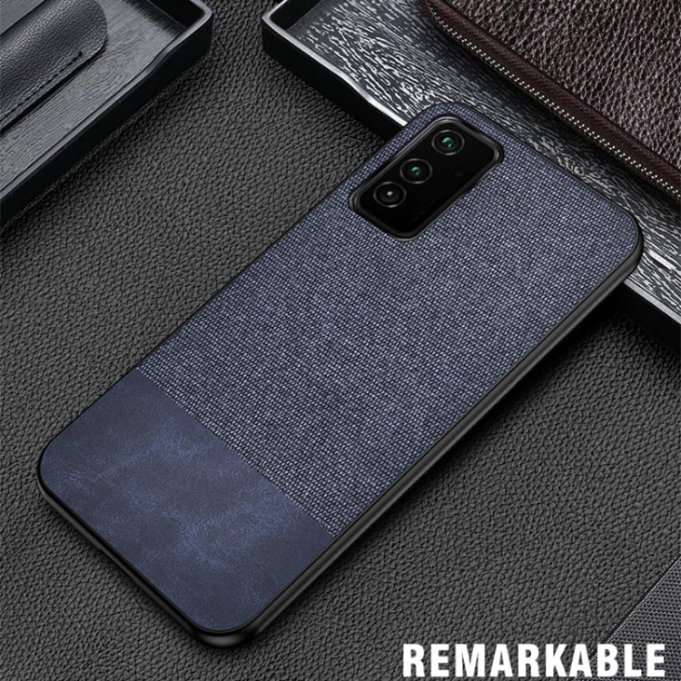 For Samsung Galaxy M31s Shockproof Splicing PU + Cloth Protective Case