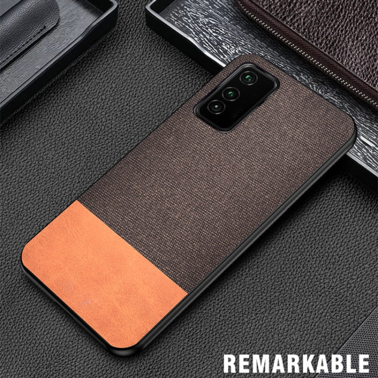For Samsung Galaxy M31s Shockproof Splicing PU + Cloth Protective Case