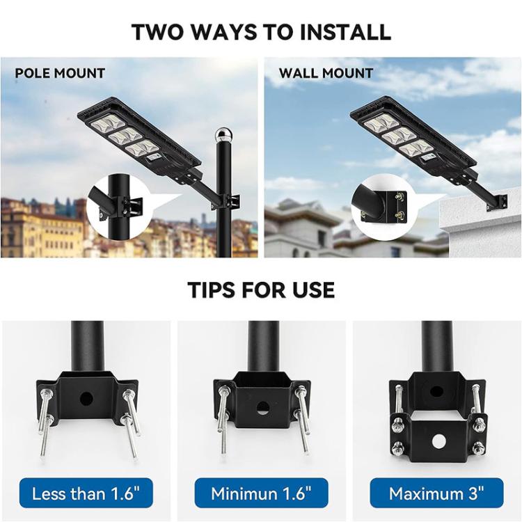 Solar Street Light Bracket Outdoor Light Metal Mounting Pole Extension Arm - Black