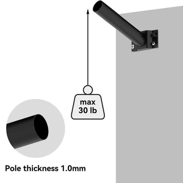 Solar Street Light Bracket Outdoor Light Metal Mounting Pole Extension Arm - Black