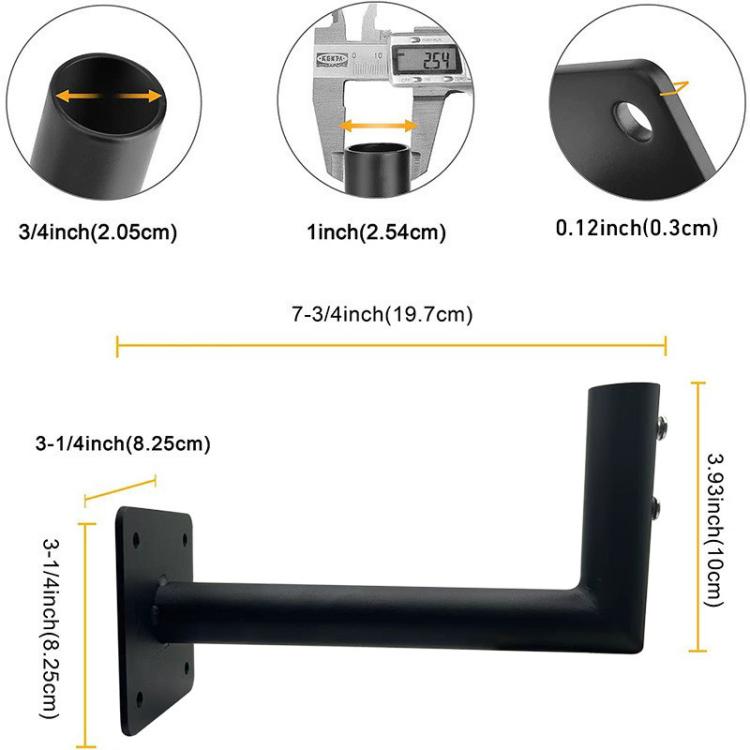 Eaves Weather Vane L-shaped Bracket Outdoor TV Antenna Mounting Stand - Black