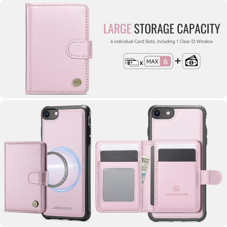 For iPhone SE 2022 / SE 2020 / 8 / 7 JEEHOOD J09 Buckle Card Bag MagSafe Magnetic Style RFID Leather Phone Case