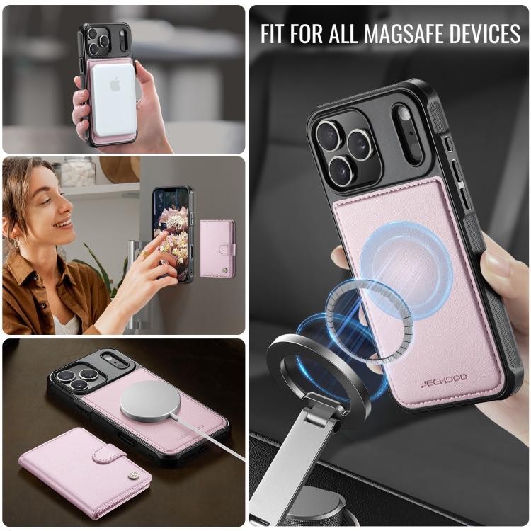 For iPhone 17 Pro Max JEEHOOD J09 Buckle Card Bag MagSafe Magnetic Style RFID Leather Phone Case