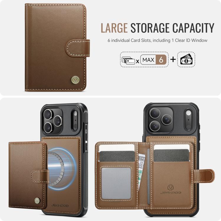 For iPhone 17 Pro Max JEEHOOD J09 Buckle Card Bag MagSafe Magnetic Style RFID Leather Phone Case
