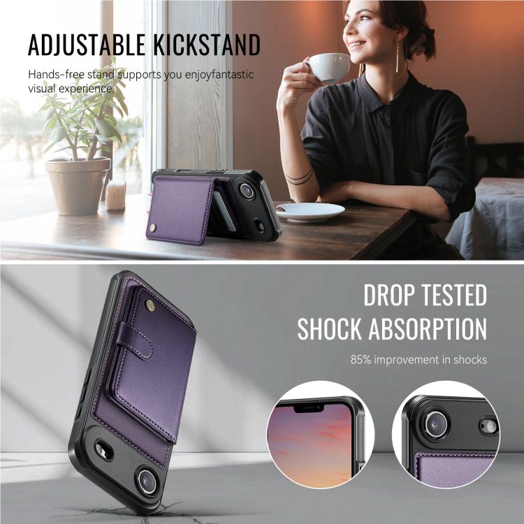 For iPhone Air JEEHOOD J09 Buckle Card Bag MagSafe Magnetic Style RFID Leather Phone Case