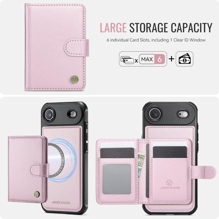 For iPhone Air JEEHOOD J09 Buckle Card Bag MagSafe Magnetic Style RFID Leather Phone Case