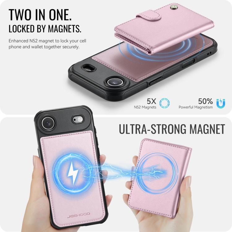 For iPhone Air JEEHOOD J09 Buckle Card Bag MagSafe Magnetic Style RFID Leather Phone Case