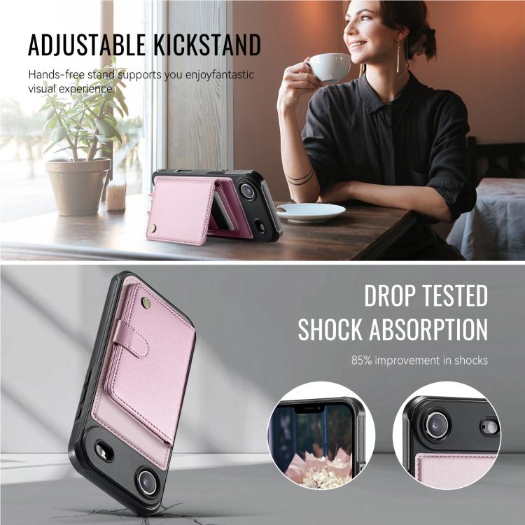 For iPhone Air JEEHOOD J09 Buckle Card Bag MagSafe Magnetic Style RFID Leather Phone Case